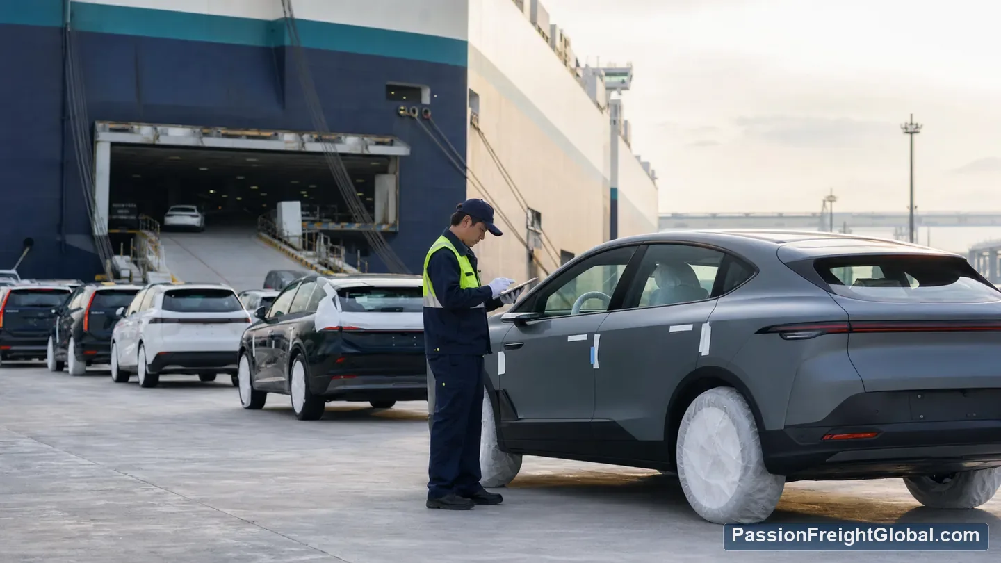 Vehicle and EV export from China: licence, condition and destination approval before RoRo or container booking — Passion Freight Global field example
