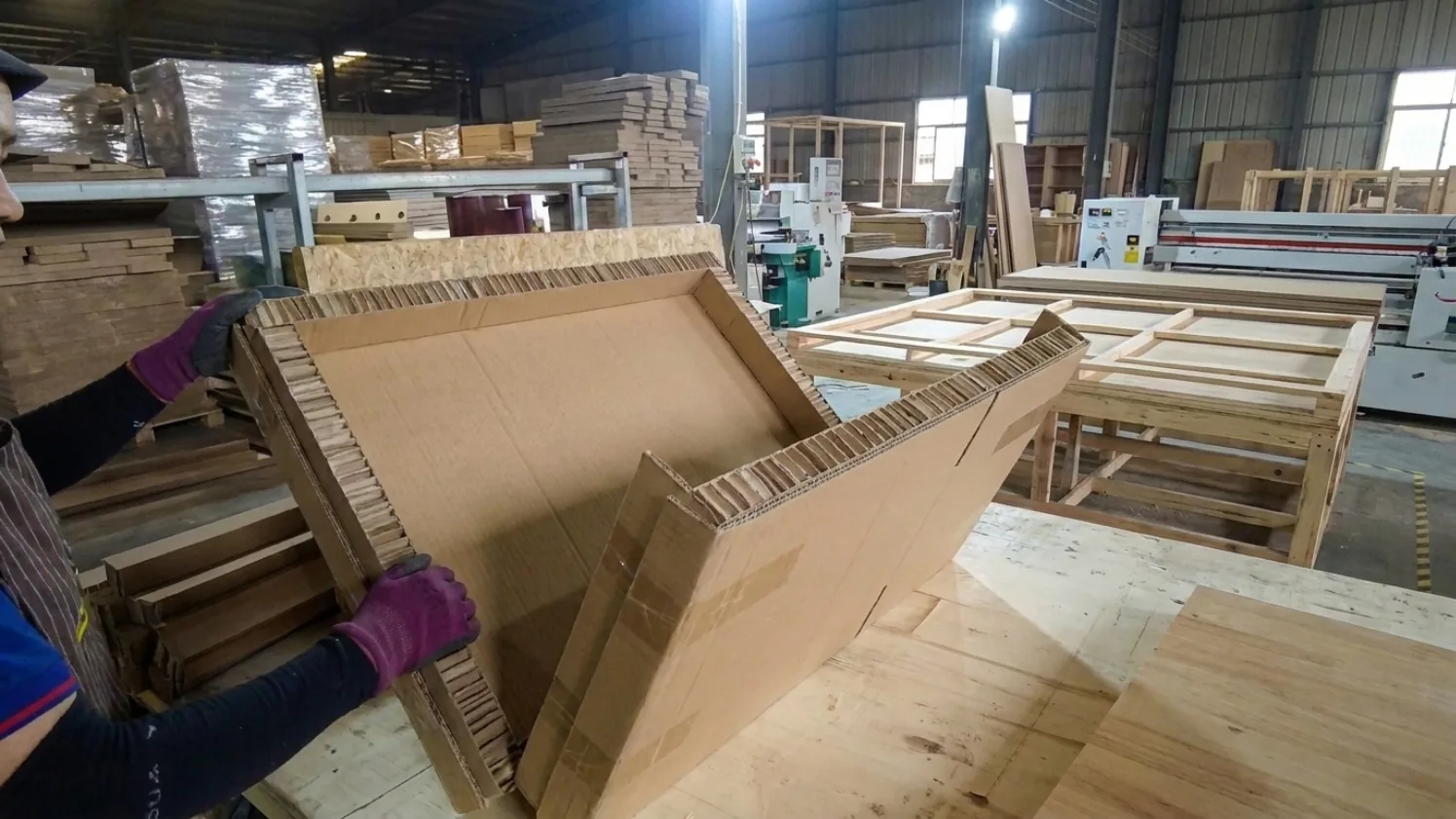 Heavy fragile product protective packaging prepared in a factory
