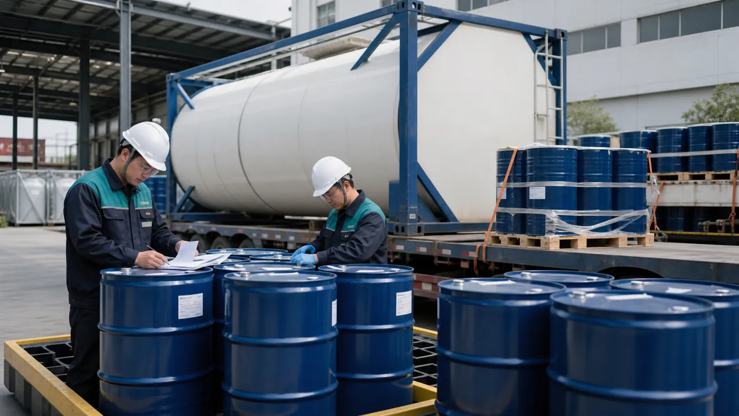 Industrial oils in drums and ISO tank export preparation